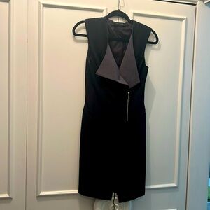 Black Halo zip dress / long vest
